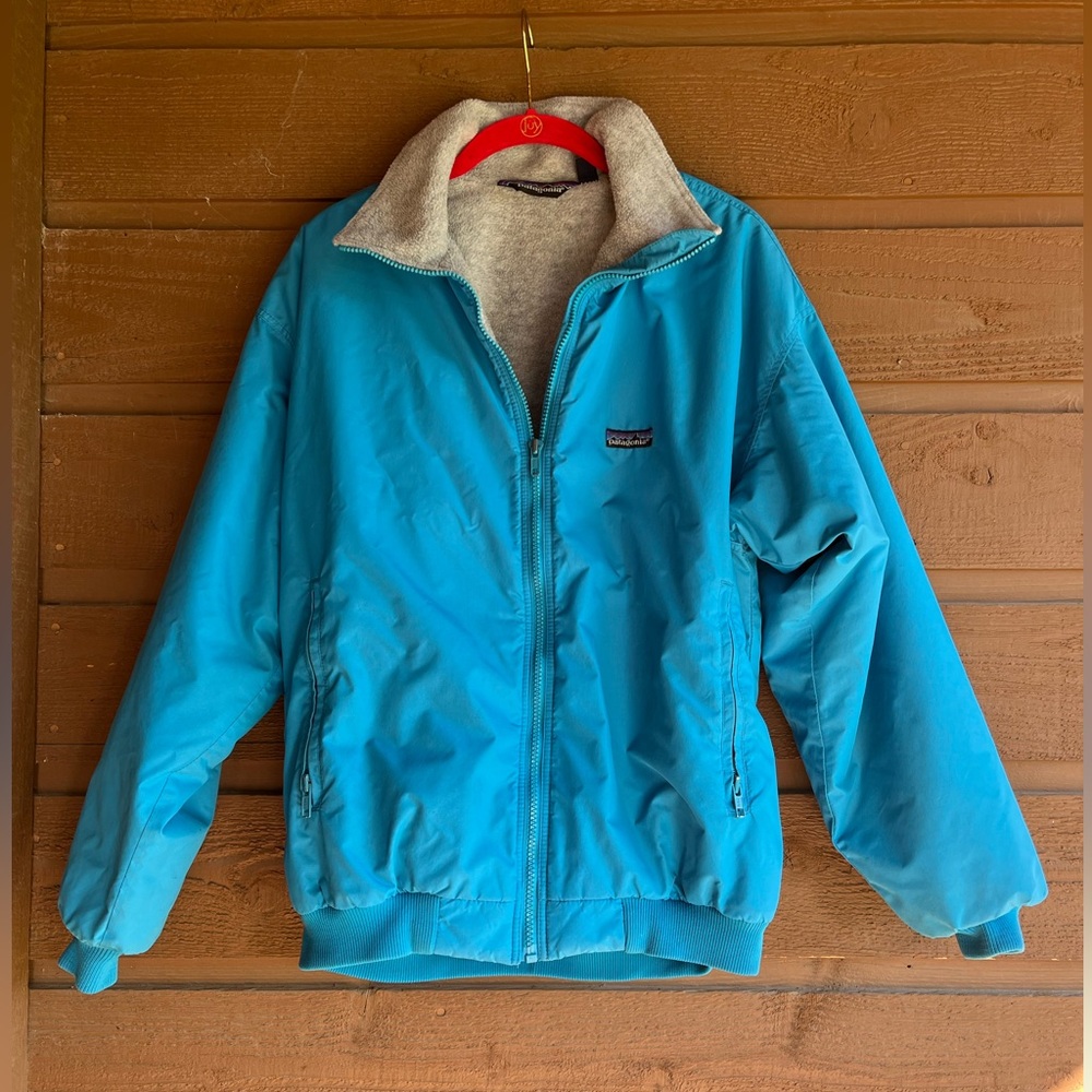 Patagonia beautiful turquoise and grey fleece lined vintage women’s jacket sz 14